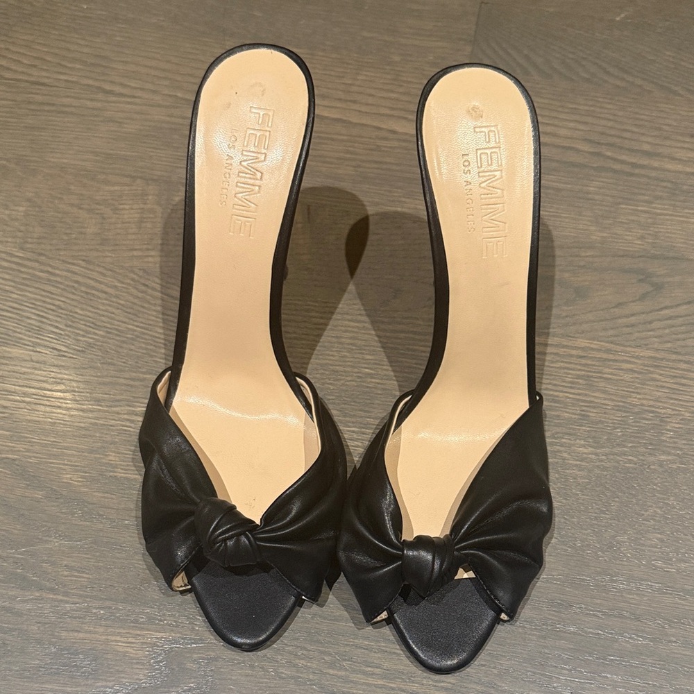 Femme Black Bow Detail Mules